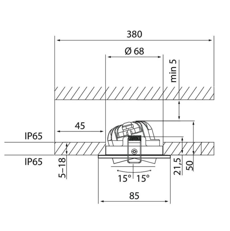 Alasvalo Airam Tilt, himmennettävä, IP65, 5W, 500lm, 3000K, musta