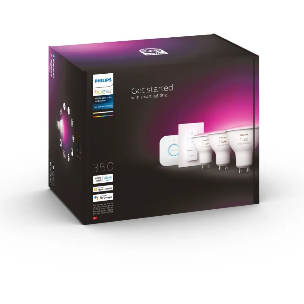 Aloituspakkaus Philips Hue WCA 3 x älylamppu (4,3W GU10) ja Hue-silta