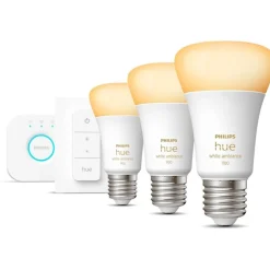 Aloituspakkaus Philips Hue WA 3 x älylamppu (8W A60 E27) himmennin ja Hue-silta