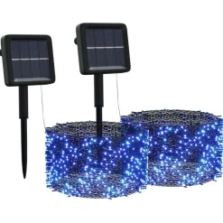 Aurinkoenergia keijuvalot 2 kpl 2x200 LED sininen sisä/ulko
