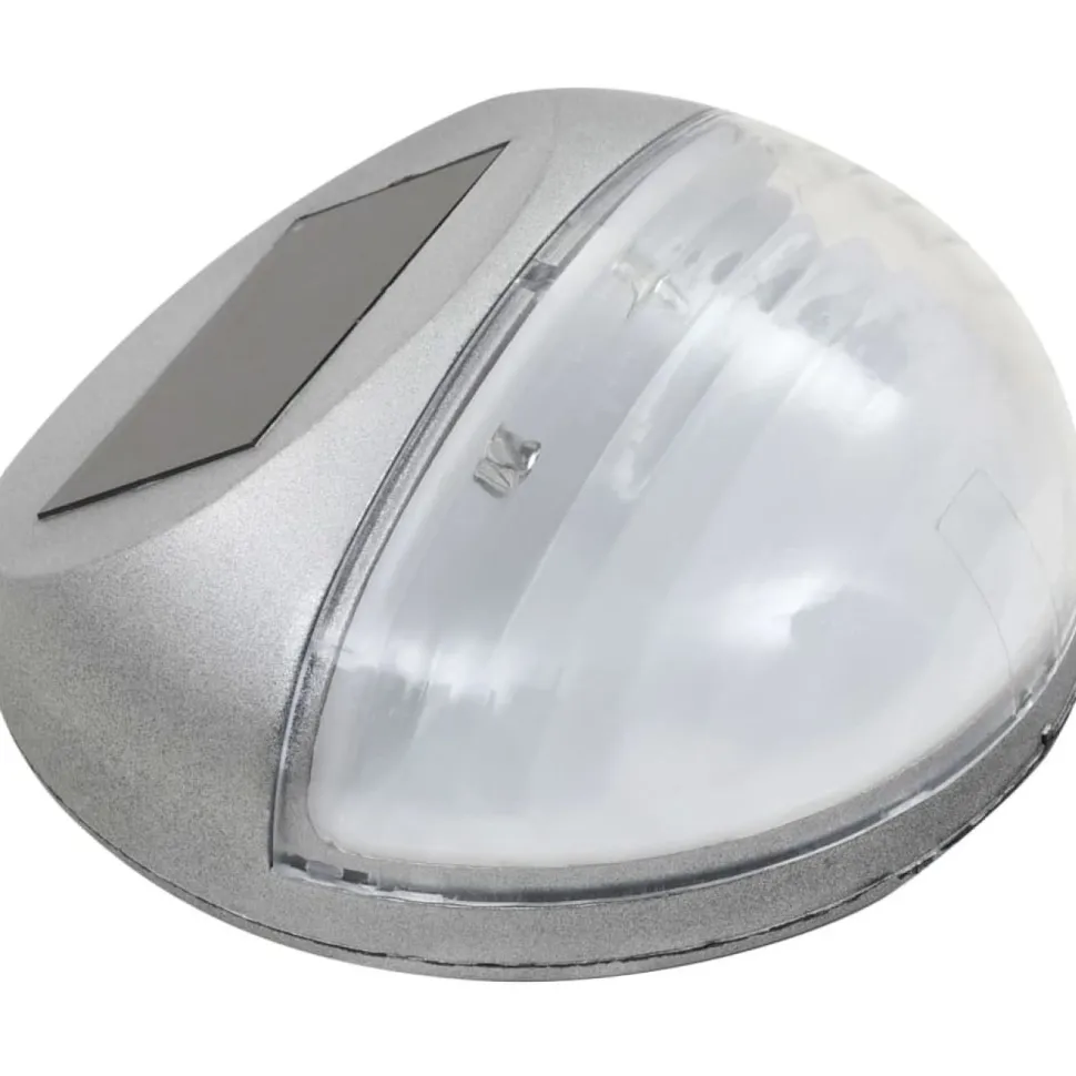 Aurinkoenergia ulkoseinävalaisimet, LED, 24 kpl, pyöreä, hopea