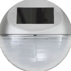 Aurinkoenergia ulkoseinävalaisimet, LED, 24 kpl, pyöreä, hopea