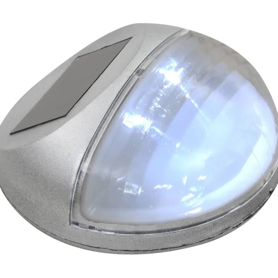 Aurinkoenergia ulkoseinävalaisimet, LED, 24 kpl, pyöreä, hopea