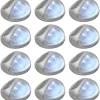 Aurinkoenergia ulkoseinävalaisimet, LED, 12 kpl, pyöreä, hopea