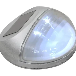 Aurinkoenergia ulkoseinävalaisimet, LED, 12 kpl, pyöreä, hopea