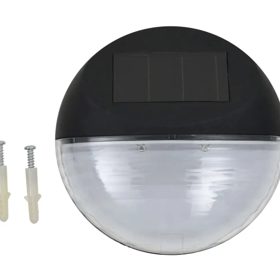 Aurinkoenergia ulkoseinävalaisimet, LED, 12 kpl, pyöreä, musta