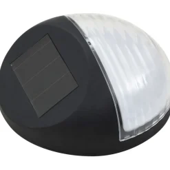 Aurinkoenergia ulkoseinävalaisimet, LED, 12 kpl, pyöreä, musta