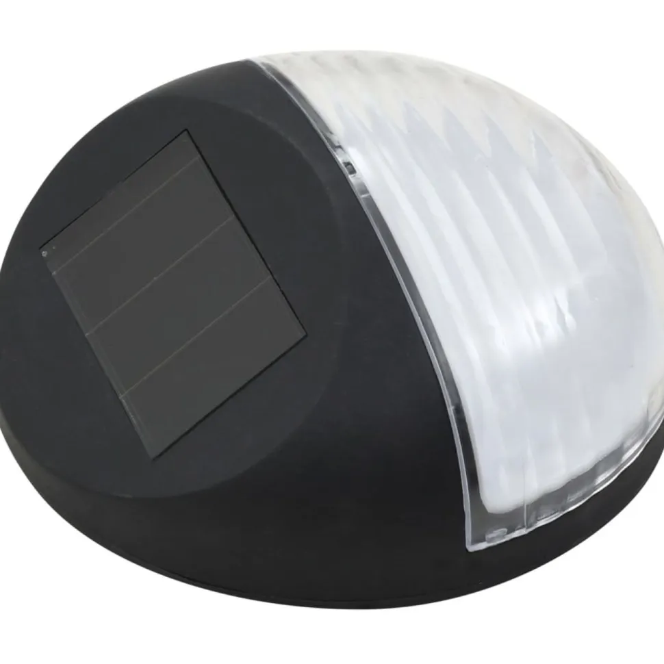 Aurinkoenergia ulkoseinävalaisimet, LED, 24 kpl, pyöreä, musta