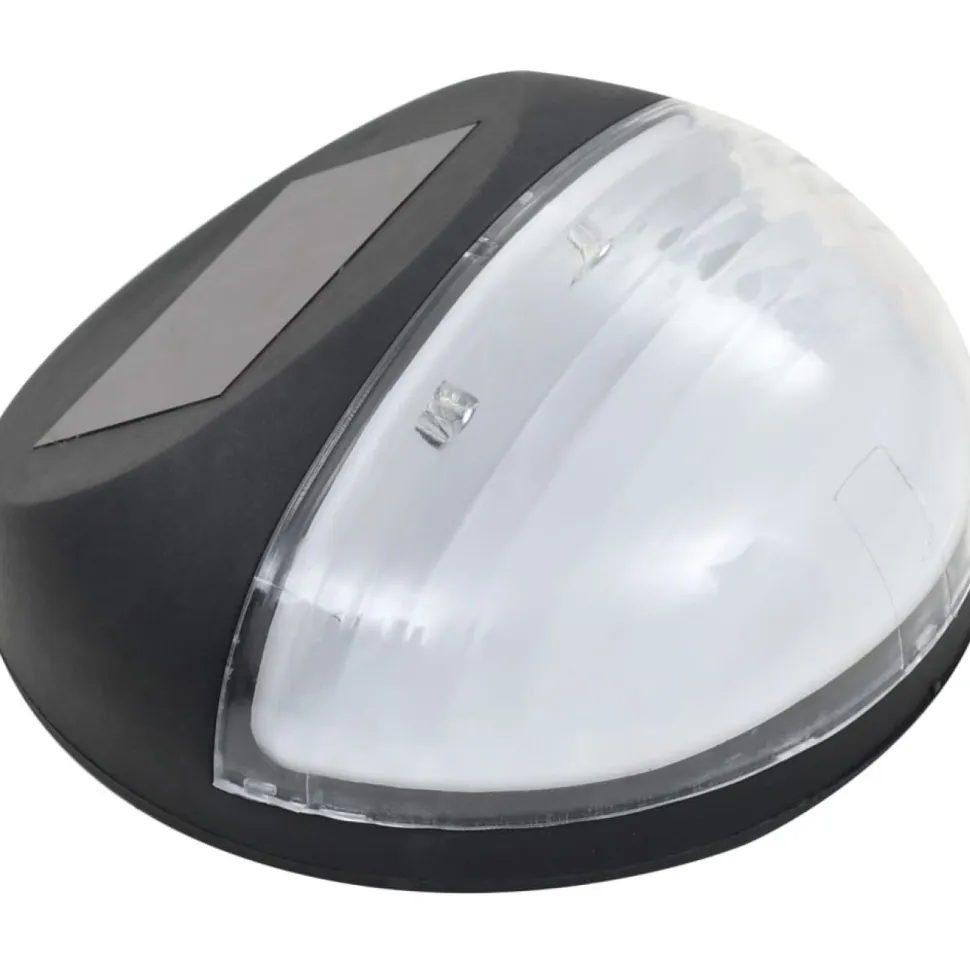 Aurinkoenergia ulkoseinävalaisimet, LED, 24 kpl, pyöreä, musta