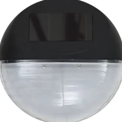 Aurinkoenergia ulkoseinävalaisimet, LED, 24 kpl, pyöreä, musta