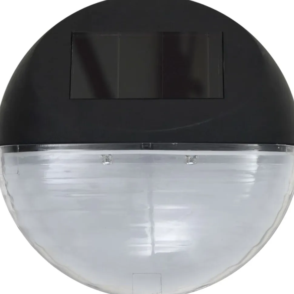 Aurinkoenergia ulkoseinävalaisimet, LED, 24 kpl, pyöreä, musta