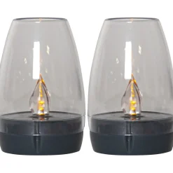 Aurinkokennokoristelyhty Star Trading Tropea Ø6cm 2 kpl grafiitinharmaa