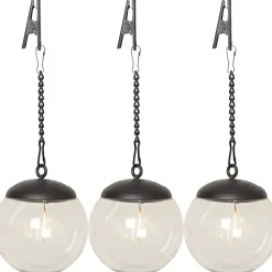 Aurinkokennokoristevalaisin Star Trading Globe, musta/kirkas, 3kpl