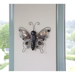 Aurinkokennokoristevalaisin Star Trading Butterfly, 39cm, musta