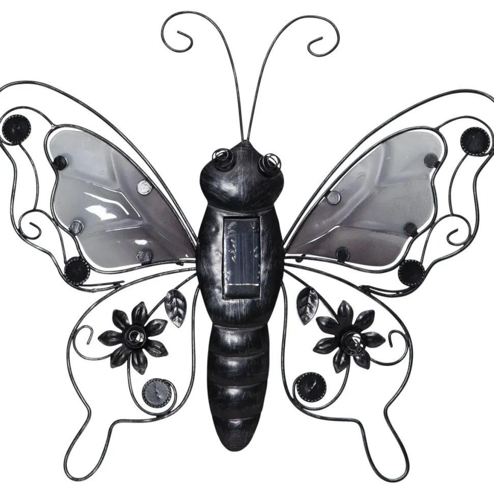 Aurinkokennokoristevalaisin Star Trading Butterfly, 39cm, musta