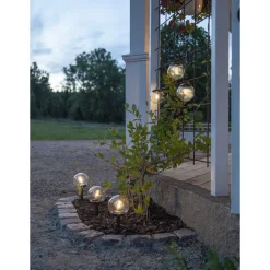 Aurinkokennokoristevalaisin Star Trading Globe, 25cm, musta/kirkas, 3kpl