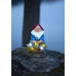 Aurinkokennokoristevalaisin Star Trading Gnomy, 22cm, moniväri