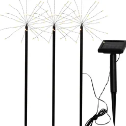 Aurinkokennopuutarhavalaisin Star Trading Firework LED 3-osainen musta