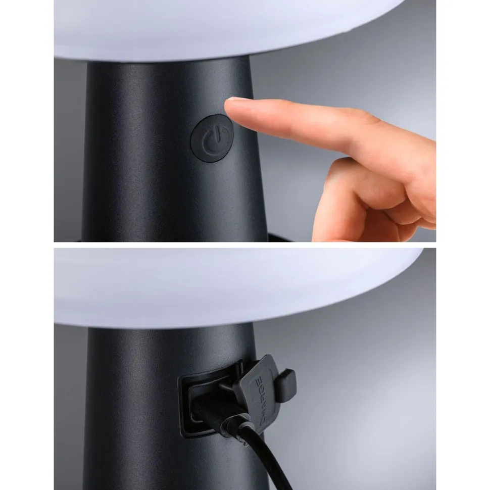 Aurinkokennopöytävalaisin Paulmann Ilanga 30cm IP44 2700K 125lm USB antrasiitti