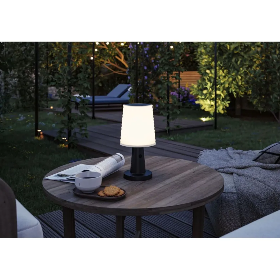 Aurinkokennopöytävalaisin Paulmann Ilanga 30cm IP44 2700K 125lm USB antrasiitti