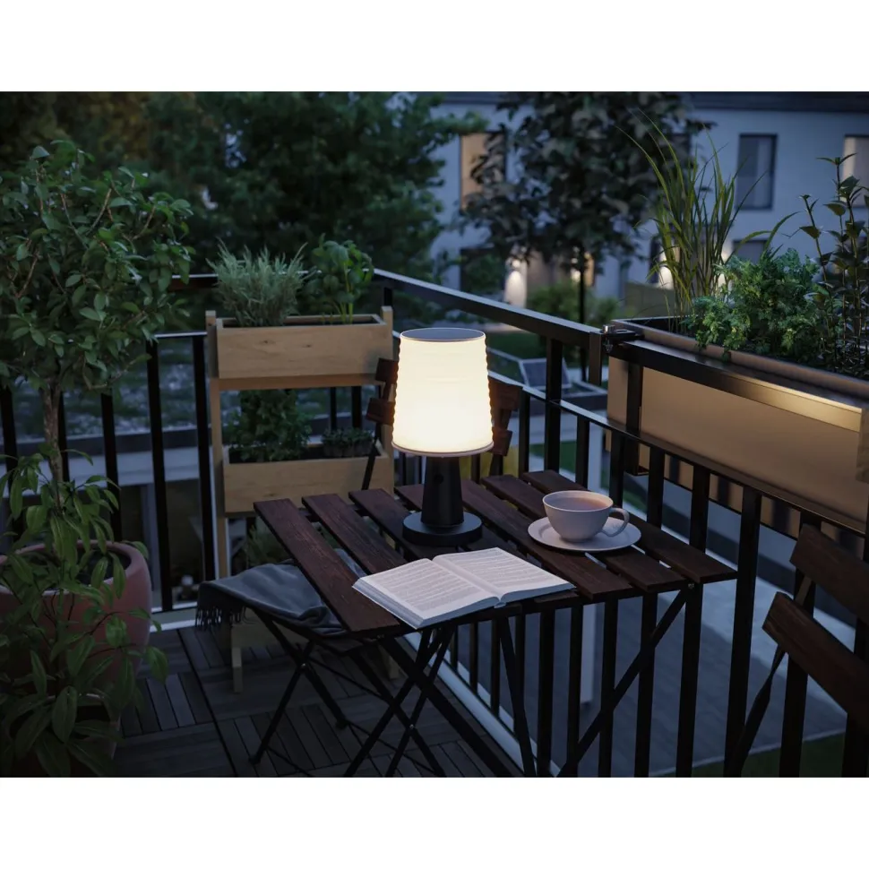 Aurinkokennopöytävalaisin Paulmann Ilanga 30cm IP44 2700K 125lm USB antrasiitti
