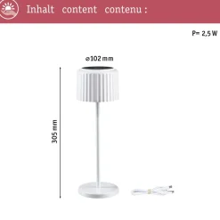 Aurinkokennopöytävalaisin Paulmann Solar Else USB-ladattava IP44 himmennettävä 2700K valkoinen