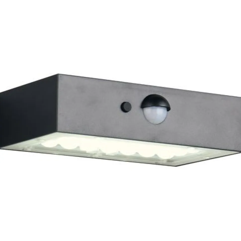 Aurinkokennoseinävalaisin Trio Elvas LED, liike- ja hämärätunnistin, mattamusta