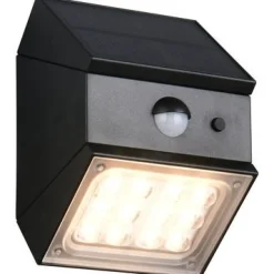 Aurinkokennoseinävalaisin Trio Talca LED, liike- ja hämärätunnistin, mattamusta