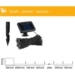Aurinkokennovaloketju Paulmann Aurinka IP44 3000K 60 valoa 7.9m musta