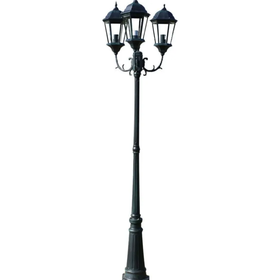 Brighton puutarhan valotolppa 3-lyhtyä 230cm tumman
