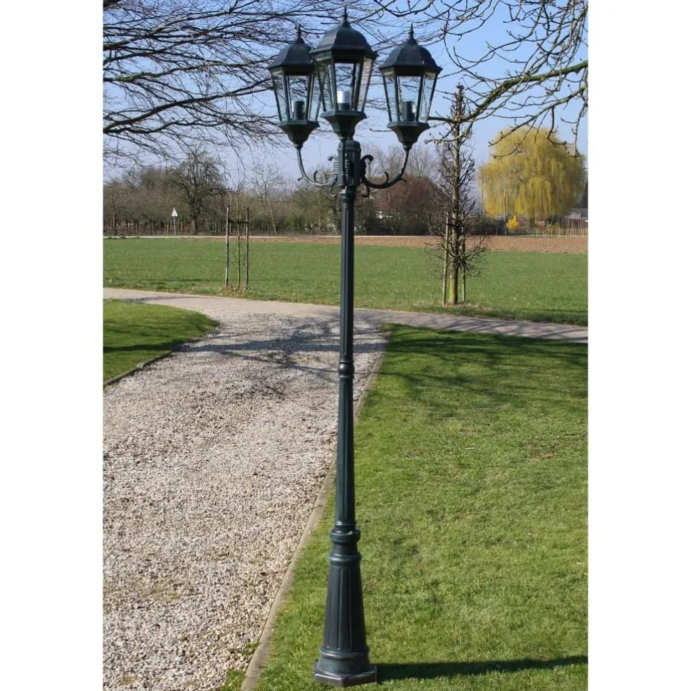 Brighton puutarhan valotolppa 3-lyhtyä 230cm tumman