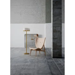 Jalkalamppu By Rydéns Marcel 150cm E27 himmennin messinki/valkoinen