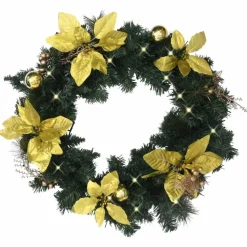 Jouluseppele LED-valoilla, kultakoristelulla, 60cm
