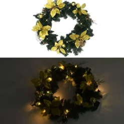 Jouluseppele LED-valoilla, kultakoristelulla, 60cm