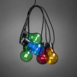 Juhlavalosarja Konstsmide, IP44, 10 x LED, musta/monivärinen, himmennin