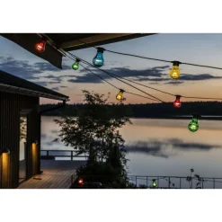 Juhlavalosarja Konstsmide, IP44, 10 x LED, musta/monivärinen, himmennin