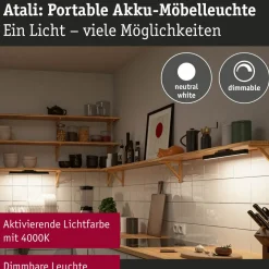 Kalustevalaisin Paulmann Atali, 40cm, 240lm, 4000K, pinta-asennus, musta
