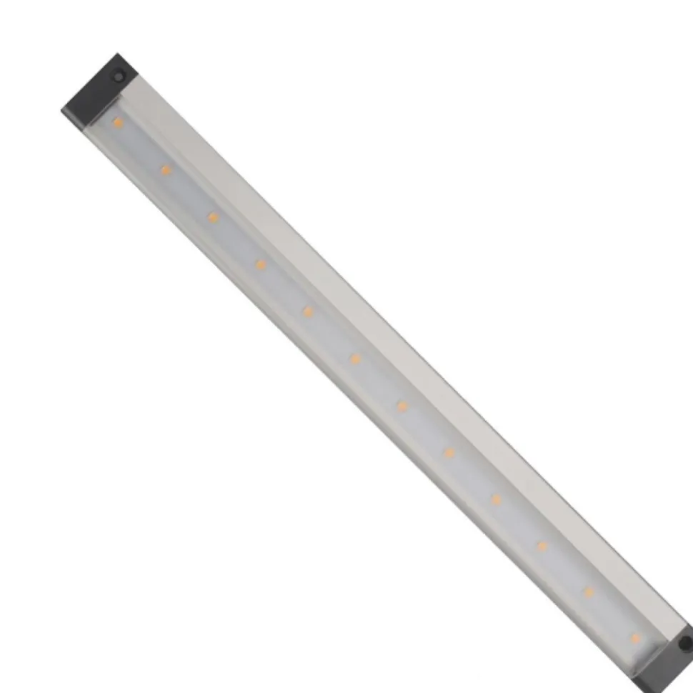 Kalustevalaisin Spectrum LED SMD 3.3W 12V 4000K IR-liiketunnistin sivussa 300x29x10mm hopea mustat päädyt