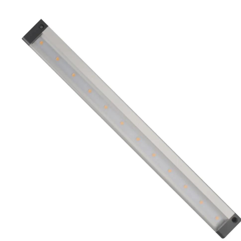 Kalustevalaisin Spectrum LED SMD 3.3W 12V 4000K IR-liiketunnistin sivussa 300x29x10mm hopea mustat päädyt