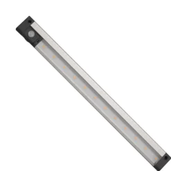 Kalustevalaisin Spectrum LED SMD 3.3W 12V 3000K PIR-liiketunnistin 300x29x10mm hopea mustat päädyt