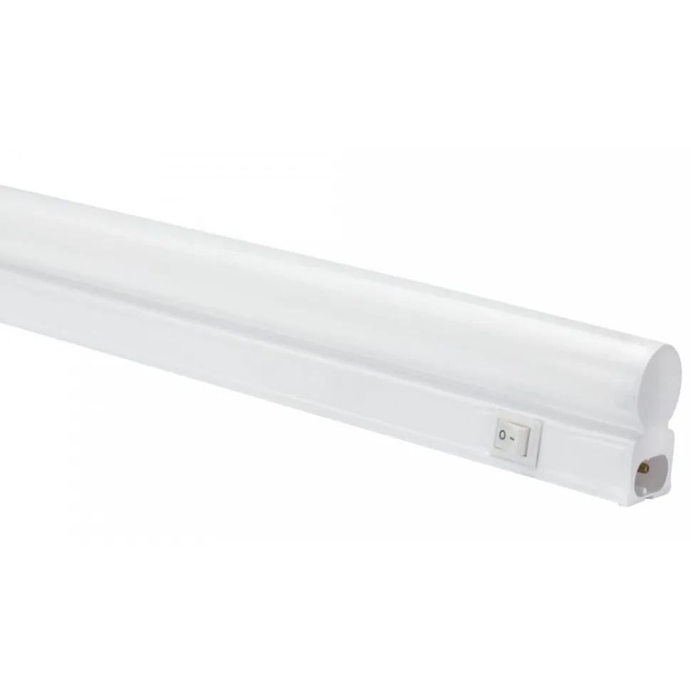Kalustevalaisin Spectrum T5 600mm 7W 3000K 120° johdolla ja on/off-kytkimellä 582x25x36mm valkoinen