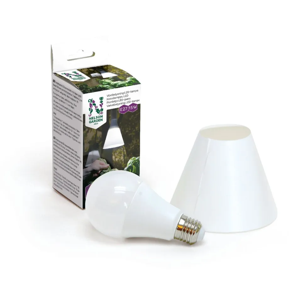 Kasvivalo Nelson Garden LED-lamppu, 15W, E27, varjostimella