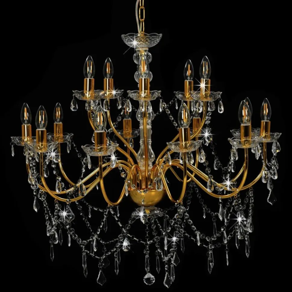 Kattokruunu 2-tasoinen kultainen 15 x e14 polttimot