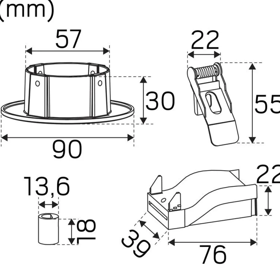 Kattokuppi Hide-a-lite upotettava Focus Pendant jousilla musta