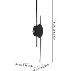 Katto-/seinävalaisin Eglo Venticello 20W LED 3000K IP20 musta