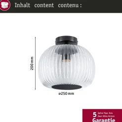 Katto-/seinävalaisin Paulmann Ruya IP44 E27 max. 60W himmennettävä, lasi/kromi