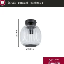 Katto-/seinävalaisin Paulmann Ruya IP44 E14 max. 20W himmennettävä, lasi/kromi