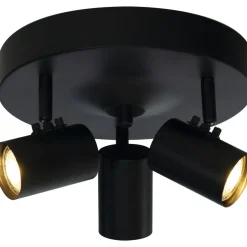 Kattospotti Aneta Lighting Hugin 3-osainen, pyöreä, musta
