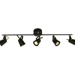 Kattospotti Aneta Lighting Metz 5-osainen musta/mattamessinki