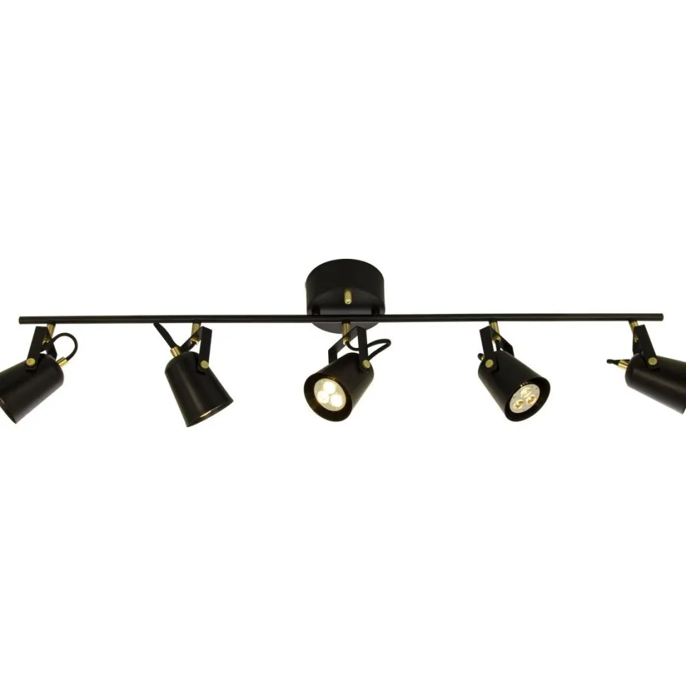 Kattospotti Aneta Lighting Metz 5-osainen musta/mattamessinki